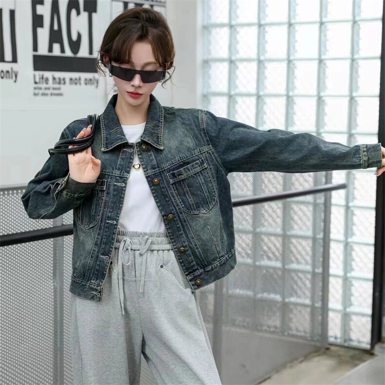 小个子欧货牛仔外套短款女士2024春秋季新款流行漂亮减龄夹克上衣，女装牛仔外套，跑量工厂店