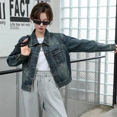 小个子欧货牛仔外套短款女士2024春秋季新款流行漂亮减龄夹克上衣，女装牛仔外套，跑量工厂店