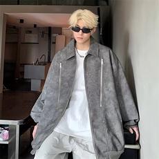 拉链设计外套男款春秋季美拉德穿搭高级感痞帅美式机车皮衣夹克潮，男装皮衣，星座1210-1