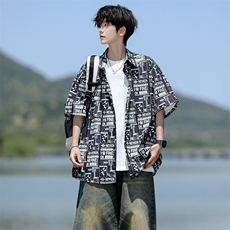 8XL-M花衬衫男短袖夏季薄款冰丝半袖宽松大码休闲外套DC28008P38，男装衬衫，电商B312