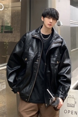 现货不缺货加棉加厚宽松皮衣时尚工装夹克1209-1-JK13-P98，男装皮衣，星座1209-1