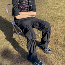 高街2023夏季新款潮流街头褶皱休闲长裤B315-K23379-P60控78，男装休闲裤，电商B315