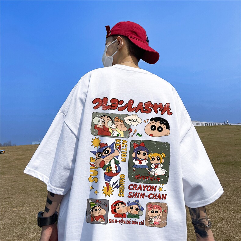 纯棉T恤直播高品质重磅220克蜡笔小新印花T19102-p25，男装T恤，星座508（原C305）