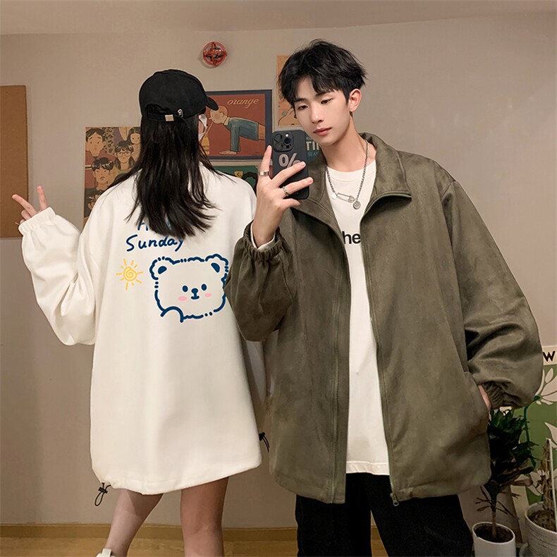 麂皮绒夹克男大码立领褂子外套JK85309-P68加绒款-P78,男装夹克,电商A040