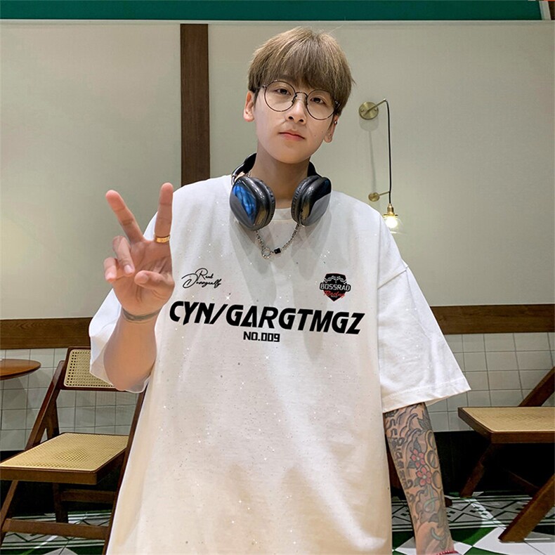 可48小时发货支持抖音得物来样二开 美式满天星亮片短袖T恤MTX677图片