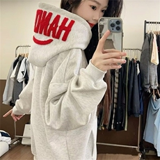 刺绣连帽加绒卫衣男秋冬新款潮牌美式情侣装宽松套头帽衫上衣，男装卫衣，星座506A