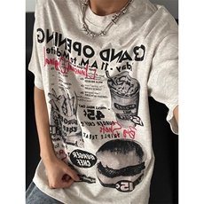 【有货】1274CC-特P28汉堡薯条印花短袖t恤男女，男装T恤，星座1007（原301D）