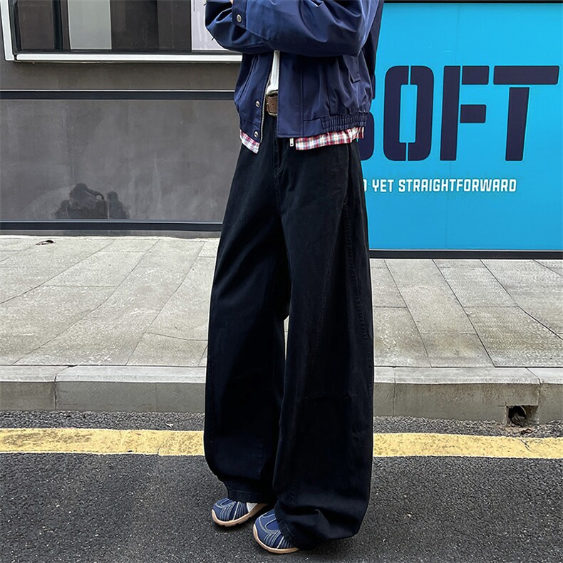 8XL-M工装裤男秋季日系男直筒宽松阔腿休闲弯刀裤子男K9177P65,男装工装外套,电商D206-1