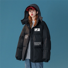 中性风22冬季新品设计感潮牌图案印花连帽加厚棉衣MY210P115控158，男装棉衣，A247A