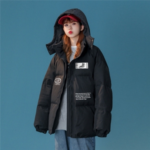 中性风22冬季新品设计感潮牌图案印花连帽加厚棉衣MY210P115控158图片