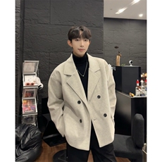 冬季翻领短款呢子风衣加棉加厚夹克棉服男潮牌宽松保暖百搭外套，男装夹克，星座903-1