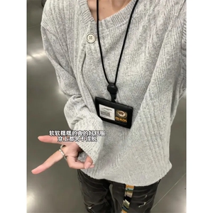 老钱风针织男女同款cleanfit慵懒风长袖t恤男打底衫上衣潮ZW201图片