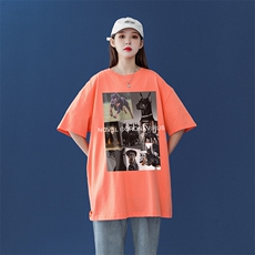 中性风23夏季时尚潮流趣味拼图印花圆领短袖T恤套装T32P25控38，男装T恤，A247A