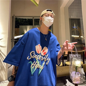T恤2026夏季新款潮流圆领男港风时尚印花短袖B299-X5308-P30控49图片
