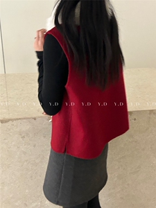 【依嘟】新款新中式盘扣马甲女款红色唐装马甲（含100%澳图片