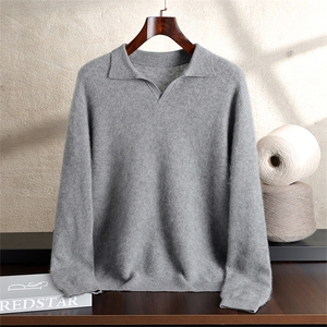 2025年秋季新款百搭男士长袖海鸥领纯色羊绒衫,男装羊绒套衫,绒之心羊绒