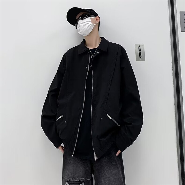 夹克男韩版潮流纯色高街帅气2023秋冬季新款ins宽松外套W5209-P62,男装夹克,星座412-3