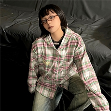 格子衬衫男女韩版潮流连帽宽松百搭帅气2024秋冬ins外套CY999-P49，男装衬衫，星座412-3