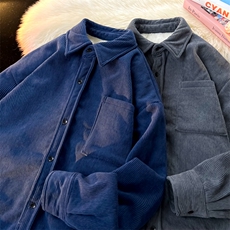 8XL-M加绒灯芯绒衬衫大码复古秋冬翻领上衣外套CS9001/P58加绒68，男装衬衫，电商B238