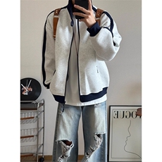 立领撞色运动卫衣外套男秋冬cleanfit美式情侣装开衫LWY099-P45，女装短外套，星座1008