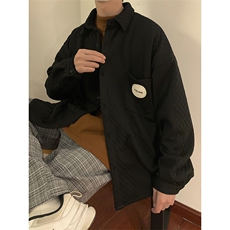 2024秋装针织长袖衬衫男休闲衬衣外套C308P60绿，男装衬衫，电商C323