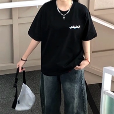 万针全刺绣工艺抖音得物高品质260克重磅纯棉双纱美式高街短袖T恤，男装T恤，电商A486-1