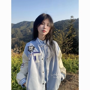 2025春秋季新款青少年男女生宽松夹克美式刺绣棒球服外套上衣潮流图片