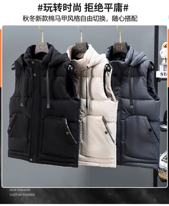 休闲纯色商务冬季中性加厚外套保暖宽松情侣潮马甲313B-MM227-P60图片