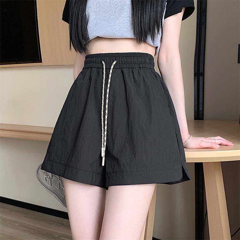 美式工装短裤女夏季2024新款抽绳小个子冰丝速干显瘦阔腿热裤,女装短裤/热裤,梦白服饰厂