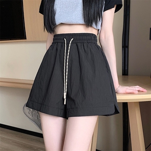 美式工装短裤女夏季2024新款抽绳小个子冰丝速干显瘦阔腿热裤图片