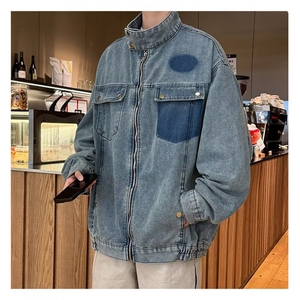 F625P75潮男日系复古做旧牛仔夹克男女潮牌街头宽松休闲百图片