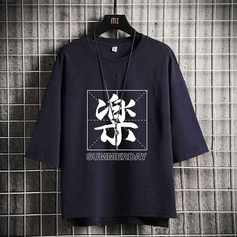 Q11197-P30春夏季七分袖t恤男大码五分袖男短袖中袖网格挂拍,男装T恤,电商A040A