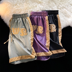 1麂皮绒拼接变色龙渐变冰丝短裤女大码中性风短裤男DK7721P45控59，男装牛仔裤，星座226-2