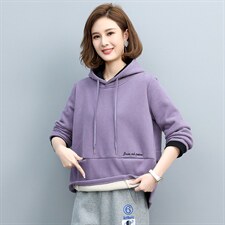 2023年冬季休闲时尚连帽刺绣加绒卫衣，女装卫衣/绒衫，依恋蒂丝