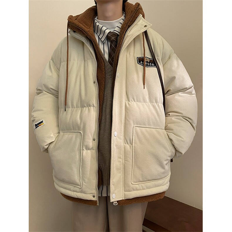 冬季男女假两件棉衣外套青少年加绒加厚绣标棉服8117-P140控价188图片