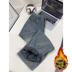B221美式ins高街暗黑宽松直筒加绒牛仔裤LK25599-特P48控88，男装牛仔裤，电商B221