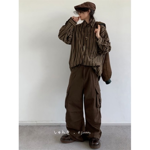 1506-1/CC2331/P39灯芯绒衬衫长袖衬衫男女宽松休闲学院风图片