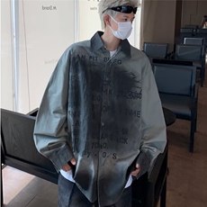 2024美式复古潮牌涂鸦街头长袖衬衫男女字母情侣外套秋C4553/P45，男装衬衫，星座506