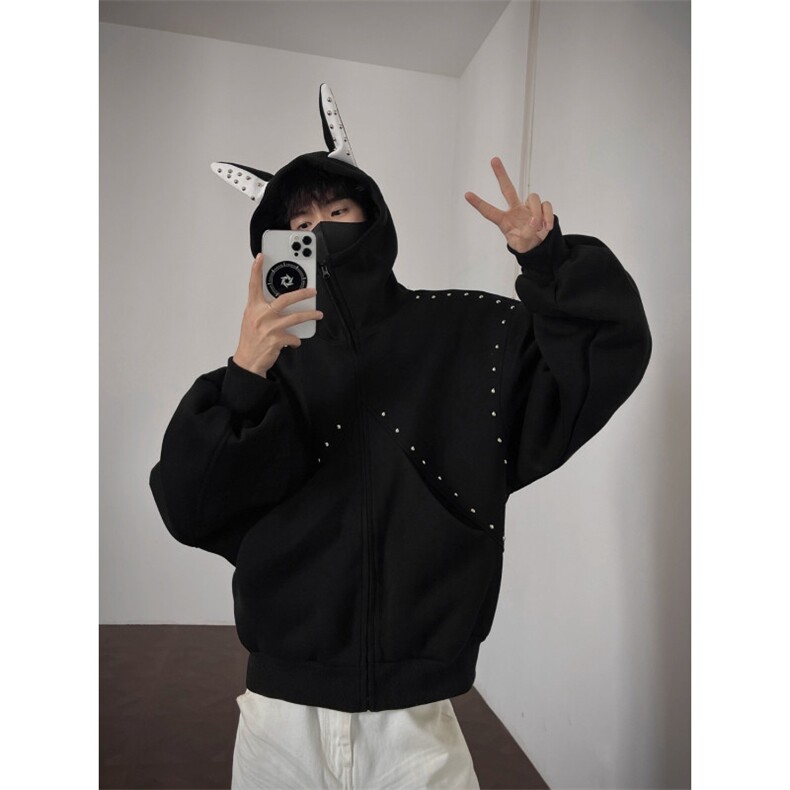 Y180-P68情侣装美式杜宾犬高级感开衫卫衣,男装卫衣,电商B323A