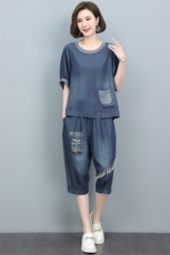 2022夏季新款宽松显瘦破洞牛仔裤女，女装牛仔裤，悦见她