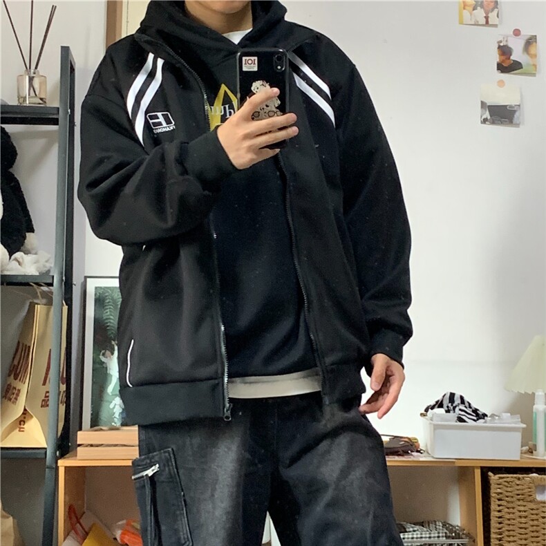美式潮牌刺绣拉链夹克青春痞帅百搭学院风运动外套男女W6090-P60,男装夹克,星座412-2