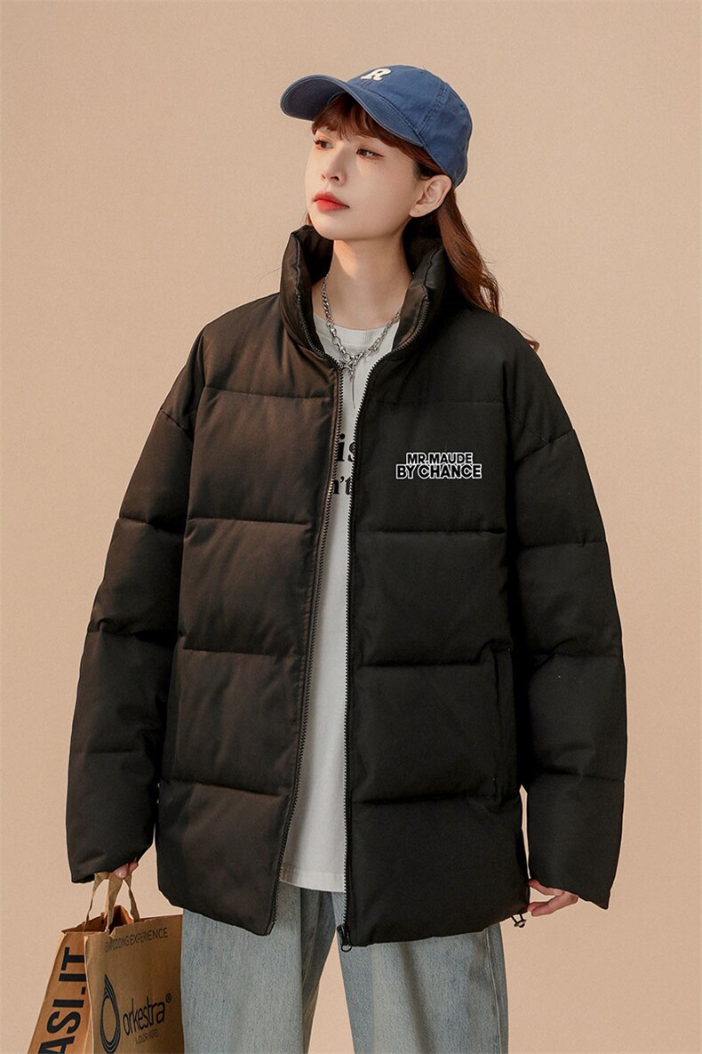 中性！22冬季新款字母印花立领棉服TPMY54P65控99特批无差价,男装棉衣,A247A