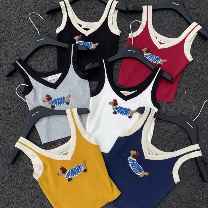 夏季纯欲辣妹韩版设计感拼色圆领显瘦内搭无袖修身背心T恤，男装针织衫/毛衣，星座1210-1