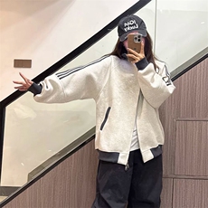抖音得物高品质26春装美式高街重磅结构拼接织带立领卫衣外套CM42，女装短外套，电商A486-1