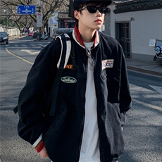 JK8945-P71美式小众立领牛仔外套男潮牌vibe复古高街痞帅，男装工装外套，电商B323A