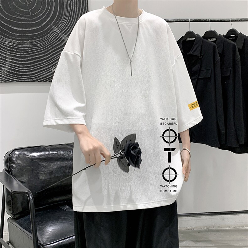Q11114-P30春夏季七分袖t恤男大码五分袖男短袖中袖大皂风，男装T恤，电商A040