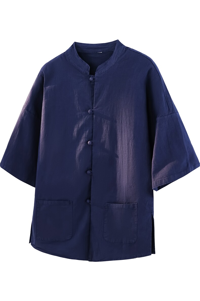 8XL-M风大码夏短袖衬衫男外套棉麻七分袖上衣CS505P60控78,男装T恤,电商D206-1