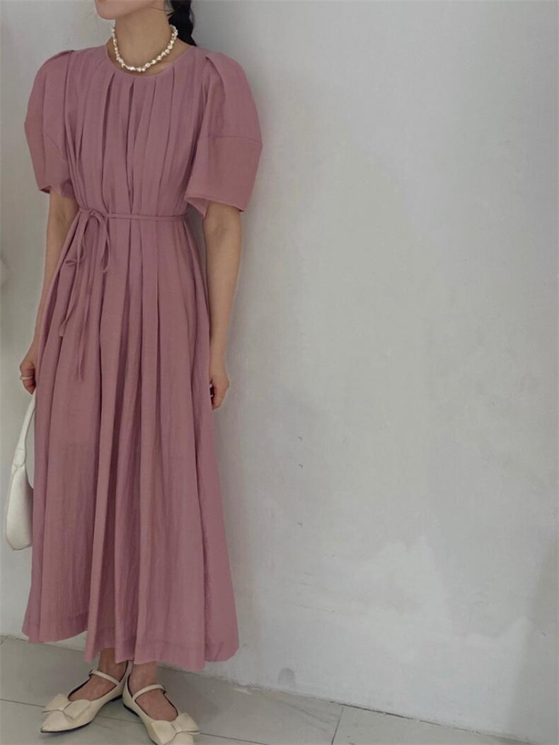 系带连衣裙，女装连衣裙，驿谷