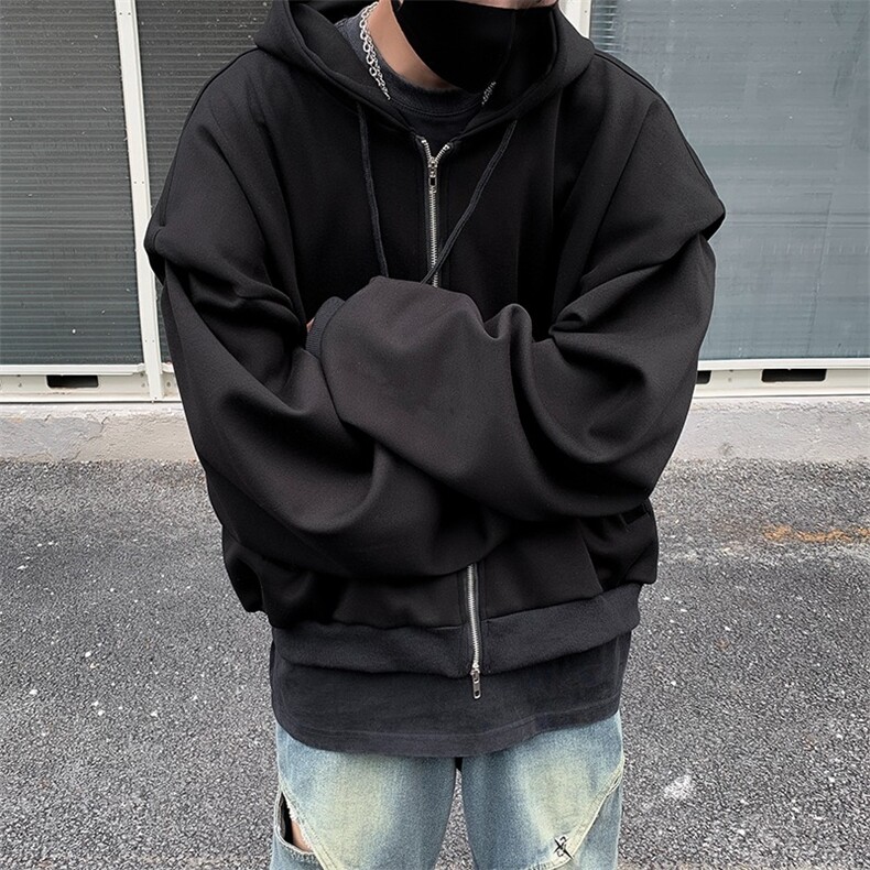 港风秋款男连帽卫衣宽松休闲有垫肩夹克外套WY40P48,男装夹克,星座1013-1
