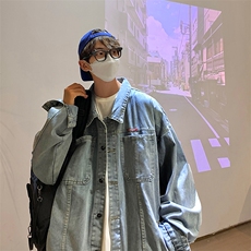 男装牛仔外套23秋新款彩色印花学生夹克潮牌上衣XZ514-2-N33-P88，男装工装外套，星座514-2(原B239)
